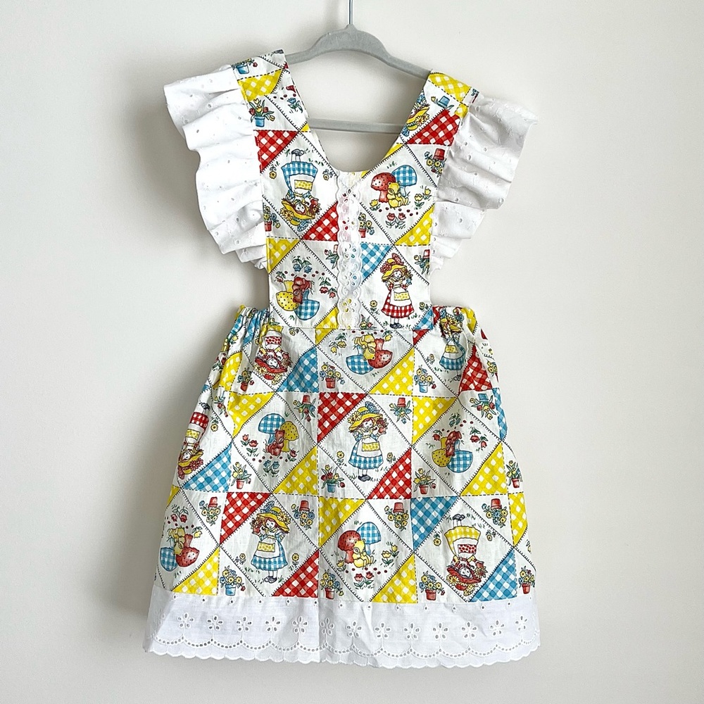 Vintage Handmade Patchwork Pinafore Girl Dress 4 year